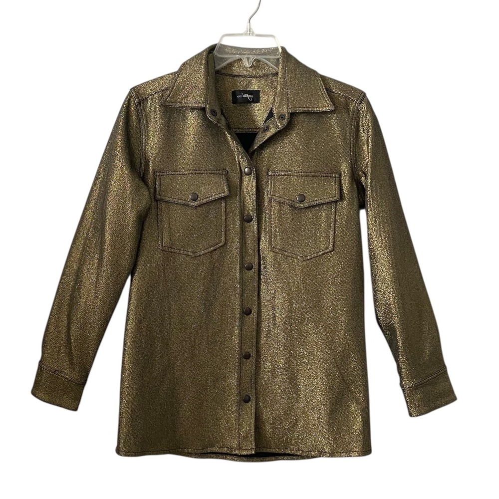 Ottod' Ame Metallic‎ Gold Metallic Shirt Jacket Women's Size 2